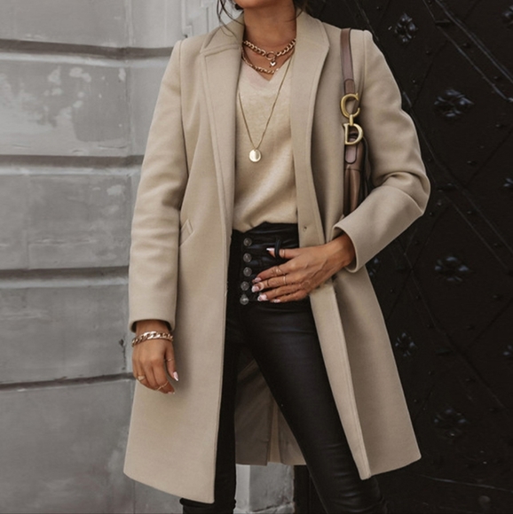 Timeless Elegance Longline Coat - Tan - Picture 2 of 5